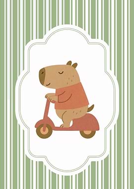 Cute Capybara Riding a Scooter