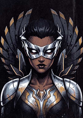 Warrior Woman with Mask and Wings