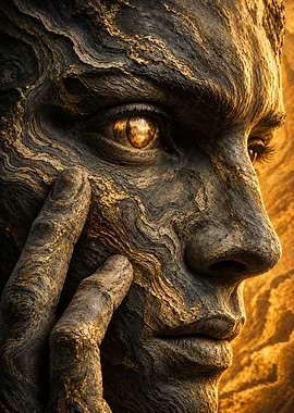 Stone Face with Golden Eye