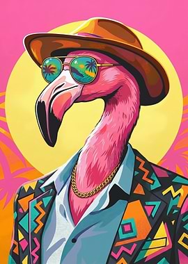 Flamingo in Retro Style