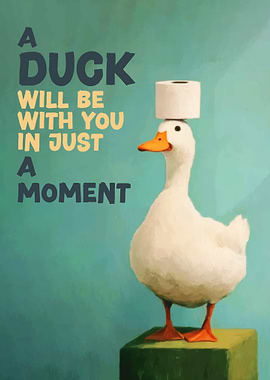 Duck with Toilet Paper on Head