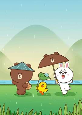 LINE Friends in the Rain
