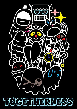 Cute Monsters Togetherness Doodle Art