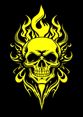 Yellow Skull with Flames