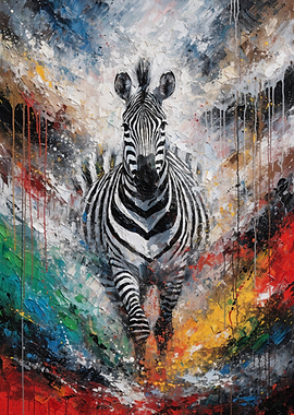 Vibrant Zebra Painting