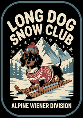 Dachshund Snow Club Skiing