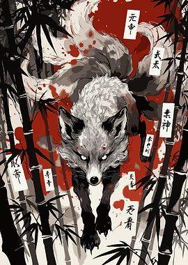 Nine-Tailed Fox in Bamboo Forest v5
