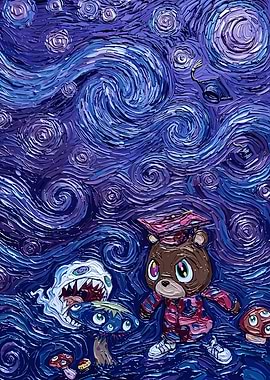 Kanye west Graduation Bear in Starry Night