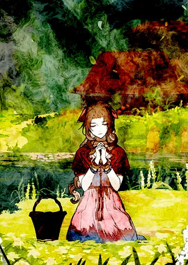 Aerith in a field