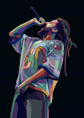 J. Cole Performing in Colorful Style