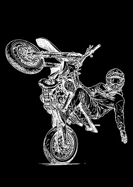 Motorcyclist Performing a Wheelie