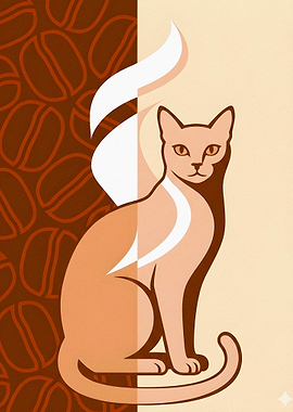 Cat with Coffee Steam