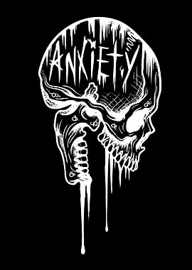 Anxiety Skull Drip Art
