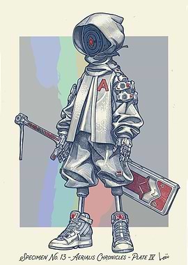 Robot Character with Weapon and Shield
