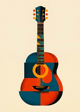 Abstract Geometric Guitar Art