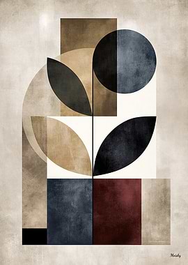 Japandi Botanical Geometry No. 21 – Organic Zen Abstract Wall Art