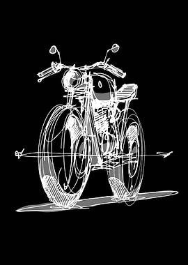 Sketch of a Vintage Motorcycle