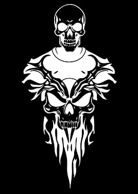 Tribal Skull with Flames