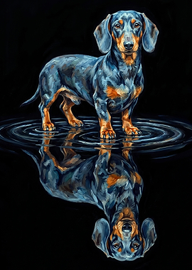 Dachshund Reflection in Water