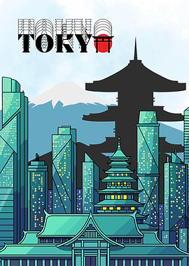 Tokyo Cityscape with Mount Fuji