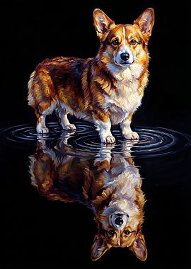 Corgi Reflection in Water