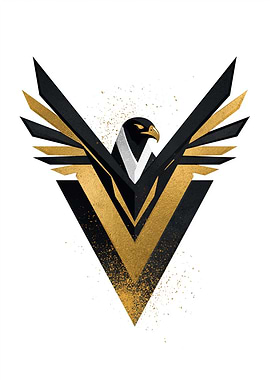 Stylized Eagle Emblem with Gold and Black