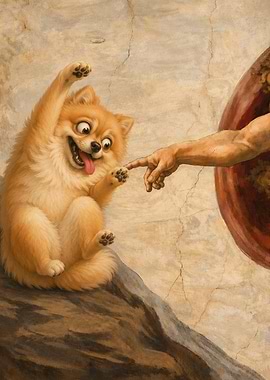 Pomeranian Dog and God's Finger