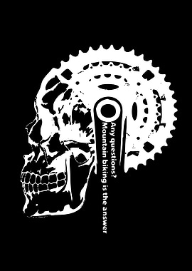 Skull with Bicycle Crankset and Text