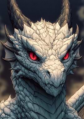 White Dragon with Red Eyes