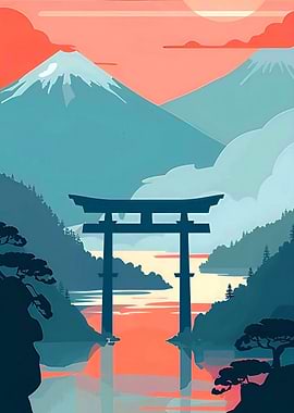 Torii Gate at Mount Fuji Sunrise