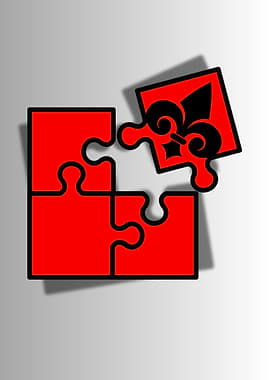 Red Puzzle Piece with Fleur-de-lis