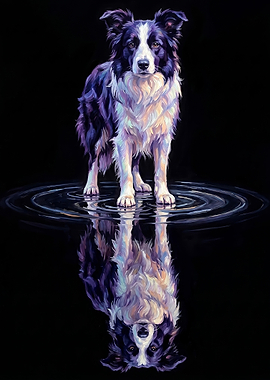 Border Collie Reflection in Water