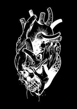 Gothic Heart Skull Illustration