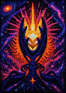 Cosmic Being with Fiery Aura