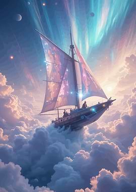 Fantasy Sailboat in the Clouds