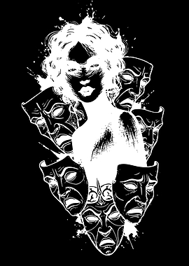 Woman with Theater Masks