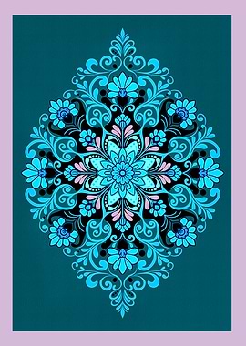 Ocean Glow Mandala – Ornamental Floral Wall Art