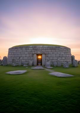 Ancient Stone Structure at Sunset