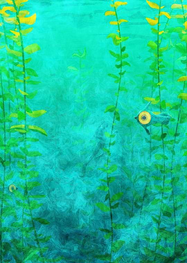 Underwater Scene with Robotic Fish