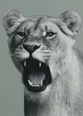 Lioness Roaring Close-up
