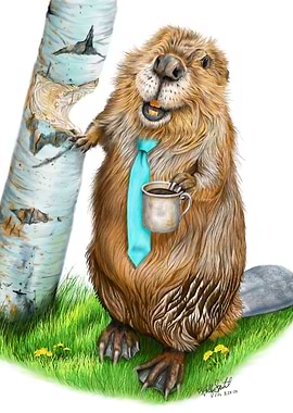 Beaver with Coffee