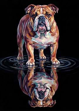 Bulldog Reflection in Water