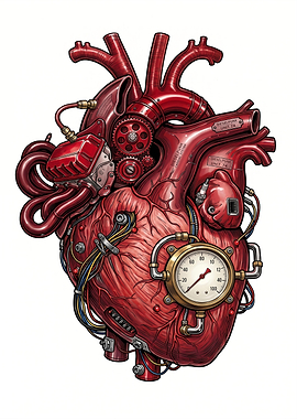 Steampunk Mechanical Heart with Gauge