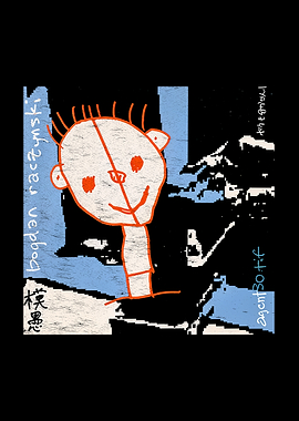 Childlike Drawing of a Face with Text
