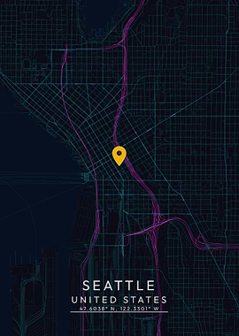 Seattle Map with Location Pin