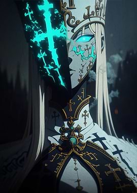 Anime Pope with Glowing Cross