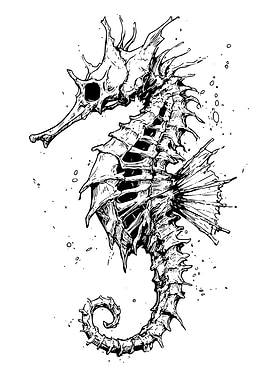 Detailed Seahorse Illustration