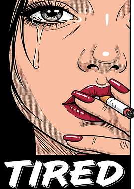 Crying Woman Smoking Cigarette