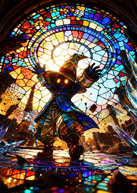 Vivi Ornitier in Stained Glass Cathedral