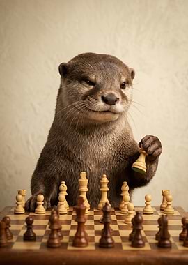 Otter playing chess